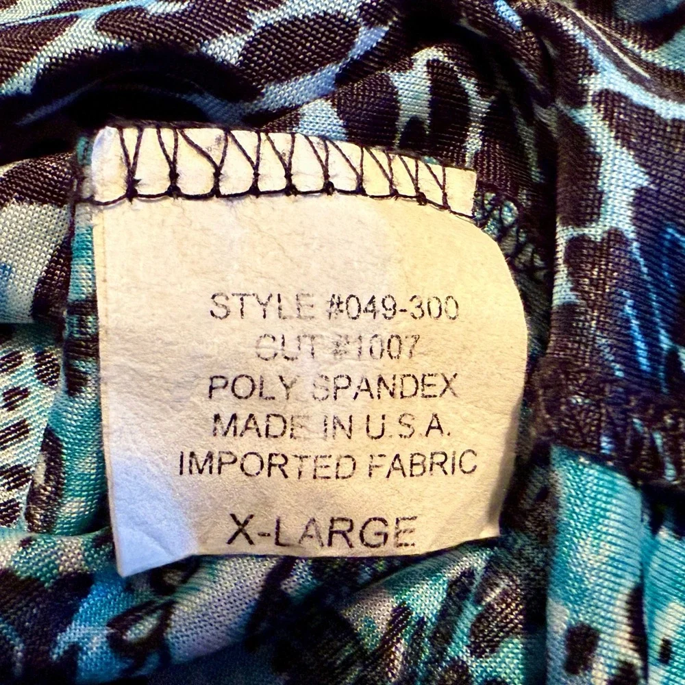 All Hours Women's XL Turquoise Leopard Paisley‎ Rhinestone Tunic Top 3/4 Sleeve